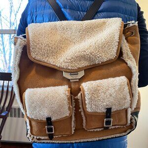 Rag and Bone suede and shearling backpack